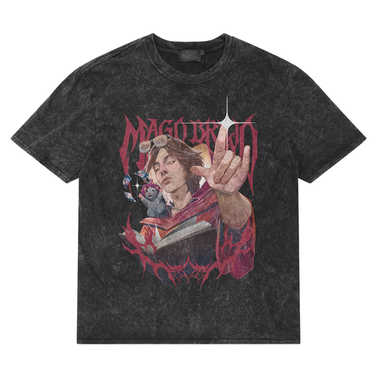 MISSASINFONIA PLAYERA ACID WASH DE MAGO BRUJO CON GLOW